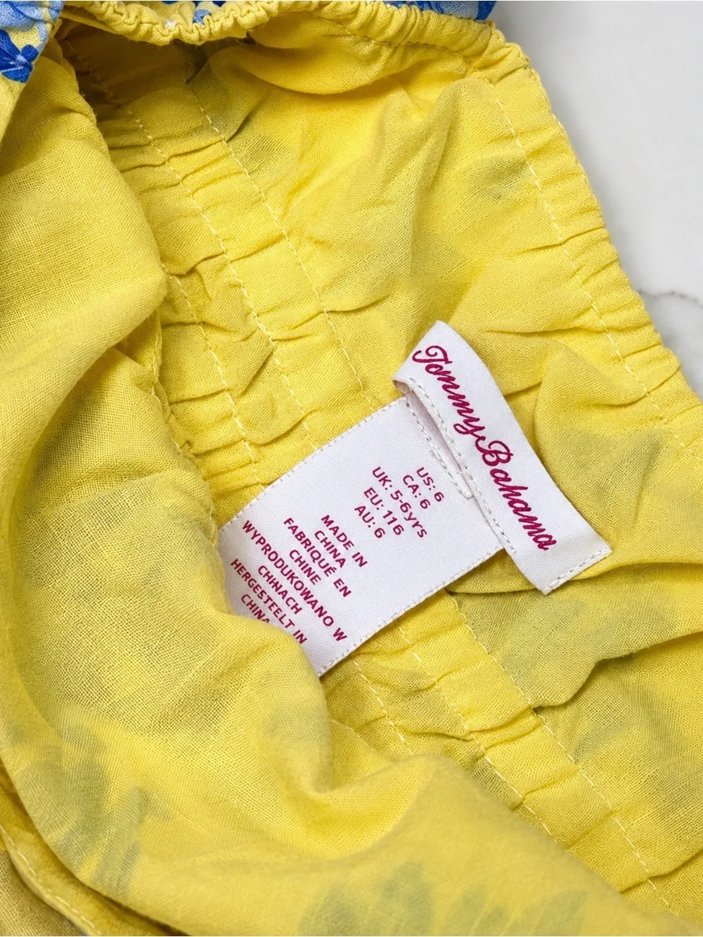 Tommy Bahama Yellow Dress with Blue Floral Print
